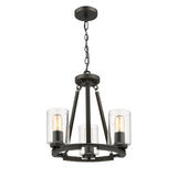 Monroe 3 Light Chandelier in Matte Black with Gold Highlights & Clear Glass