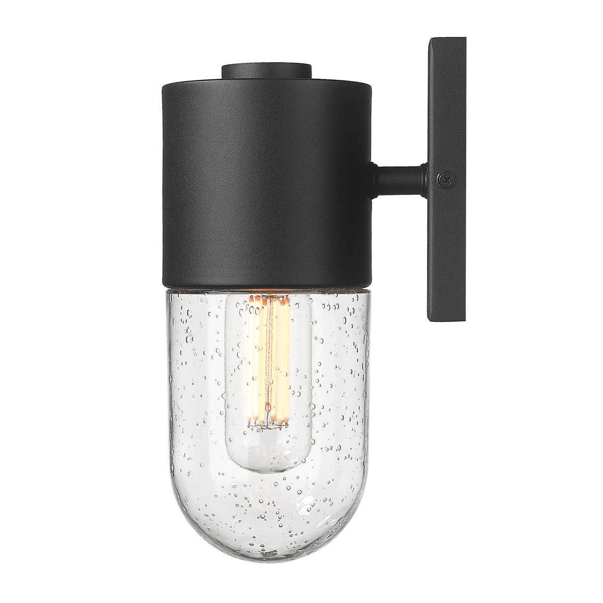 Ezra 1 Light Wall Sconce - Outdoor in Natural Black with Seeded Glass Shade