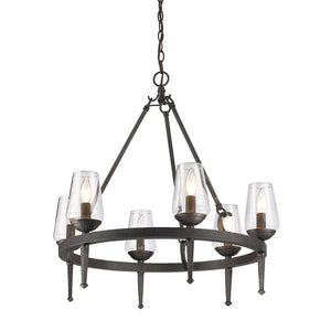 Marcellis 6 Light Chandelier in Dark Natural Iron with Clear Glass