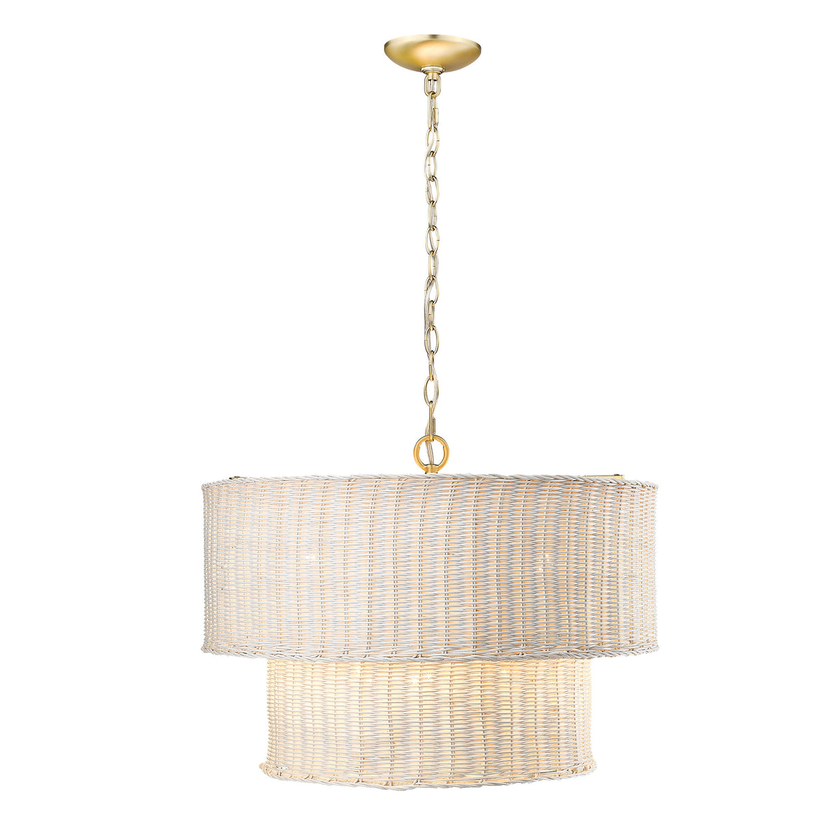 Erma BCB 6 Light Chandelier in Brushed Champagne Bronze with White Wicker Shade