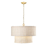 Erma BCB 6 Light Chandelier in Brushed Champagne Bronze with White Wicker Shade