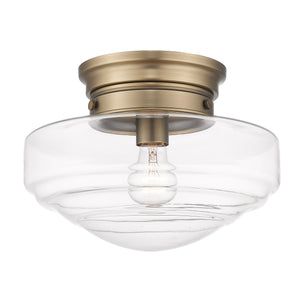 Ingalls Semi-Flush in Modern Brass and Clear Glass Shade