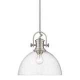 Hines 1-Light Pendant in Pewter with Seeded Glass