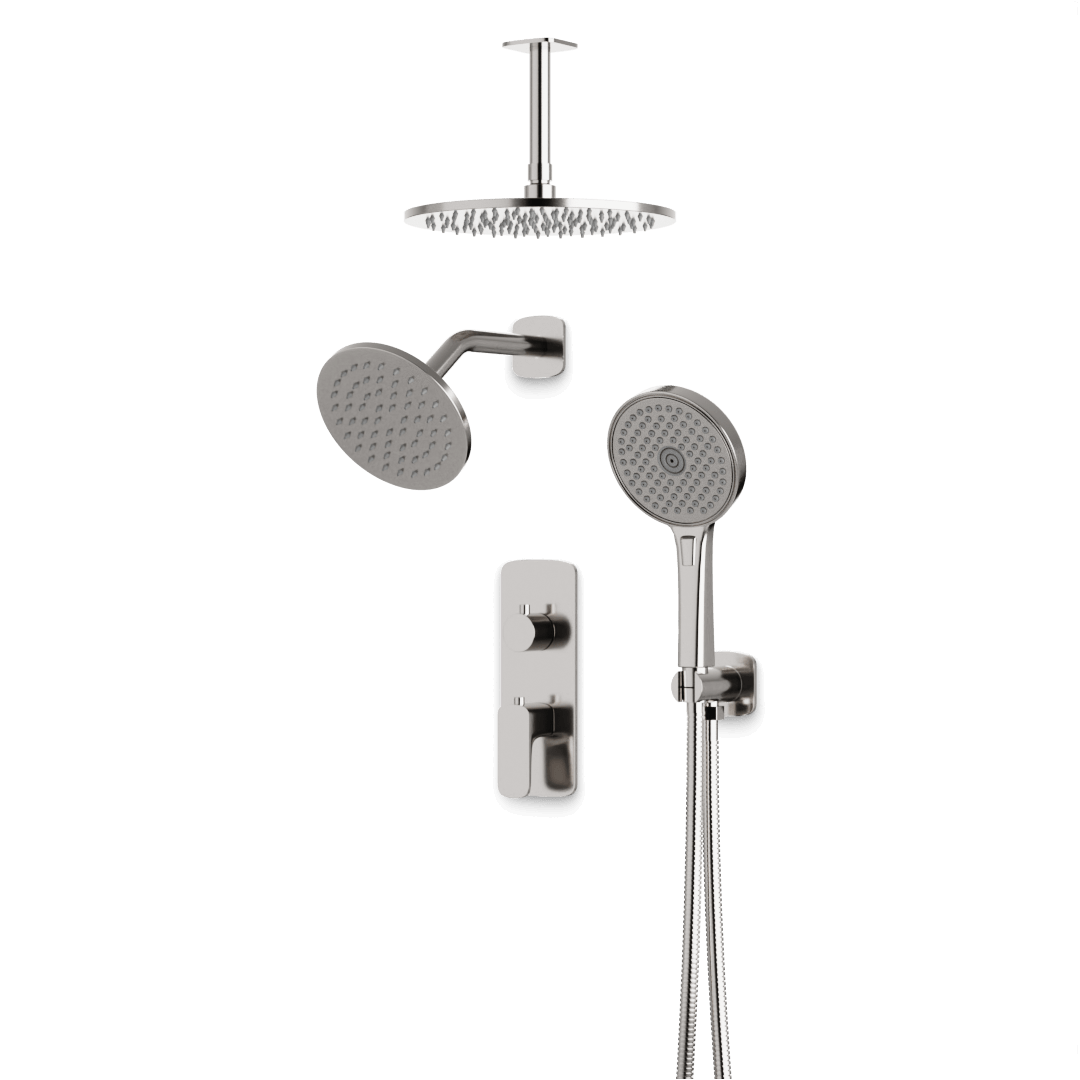 Artos Harmony Thermostatic Shower Trim Kit with Wall & Ceiling Mount Shower Head, Hand Shower Brushed Nickel – PS108TRBN