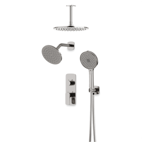 Artos Harmony Thermostatic Shower Trim Kit with Wall & Ceiling Mount Shower Head, Hand Shower Brushed Nickel – PS108TRBN