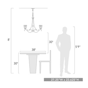Parrish 5 Light Chandelier in Matte Black with Seeded Glass