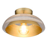 Crawford Flush Mount in Brushed Champagne Bronze with Retro Prism Glass Shade