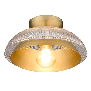 Crawford Flush Mount in Brushed Champagne Bronze with Retro Prism Glass Shade