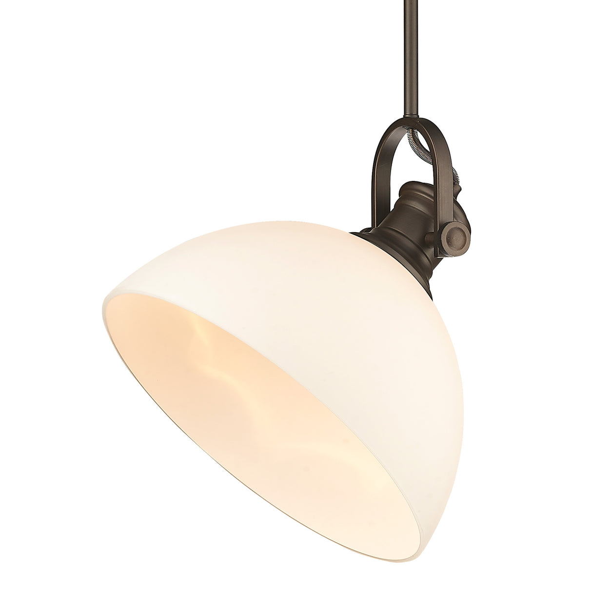 Hines 1-Light Pendant in Rubbed Bronze with Opal Glass