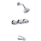 Gerber G0048031 Chrome Classics Three Handle Threaded Escutcheon Tub & SHOWE...