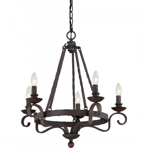 Quoizel NBE5005RK Noble Chandelier 5-light rustic black Chandelier