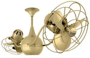 Matthews Fan VB-BRBR-MTL Vent-Bettina 360° dual headed rotational ceiling fan in brushed brass finish with metal blades.
