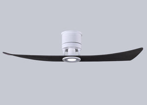 Matthews Fan LW-MWH-BK Lindsay ceiling fan in Matte White finish with 52" solid matte black wood blades and eco-friendly, dimmable LED light kit.