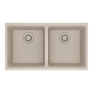FRANKE MAG1201414-CHA Maris Undermount 31-in x 17.81-in Granite Double Bowl Kitchen Sink in Champagne In Champagne