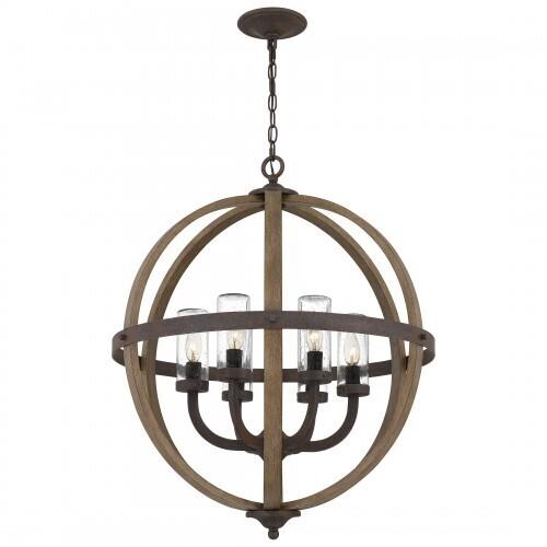 Quoizel FSN3525RK Fusion Outdoor pendant 6 light rustic black Pendant