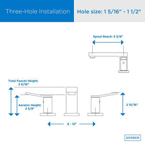 Gerber D304119BN Brushed Nickel Avian Two Handle Widespread Lavatory Faucet
