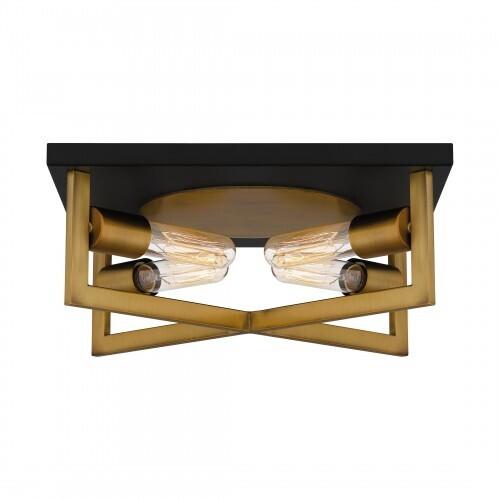 Quoizel QFL5353AB Brunson Flushmount 4 lights aged brass Flush Mount