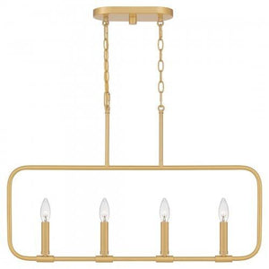 Quoizel ABR432AB Abner Linear chandelier 4 light aged brass Island Light