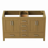 New England Home Goods 55" Natural Wood Double Sink Vanity with Quartz Top
