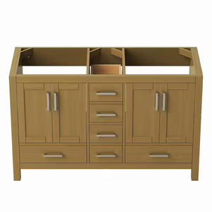 New England Home Goods Etna 55" Single Sink Vanity in White with Double Bowl Quartz Top