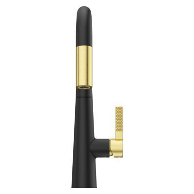 Combo-matte Black and Brushed Gold 1-handle Pull-down Kitchen Faucet