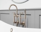 Tisbury Wall Mount 2-Handle Tub Filler with Hand Shower in Brushed Nickel