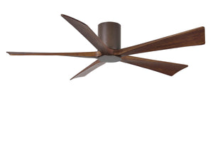 Matthews Fan IR5HLK-TB-WA-60 IR5HLK five-blade flush mount paddle fan in Textured Bronze finish with 60” solid walnut tone blades and integrated LED light kit.