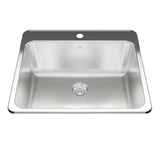 KINDRED QSLA2225-10-1N Utility Collection 25.25-in LR x 22-in FB x 10-in DP Drop In Single Bowl 1-Hole Stainless Steel Laundry Sink In Satin Finished Bowl with Mirror Finished Rim