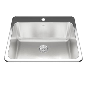 KINDRED QSLA2225-10-1N Utility Collection 25.25-in LR x 22-in FB x 10-in DP Drop In Single Bowl 1-Hole Stainless Steel Laundry Sink In Satin Finished Bowl with Mirror Finished Rim