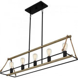 Quoizel OKP542MBK Oak Park Linear chandelier 5 lights matte black Island Light