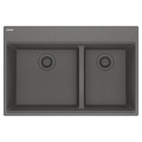 FRANKE MAG6601812LD-SHG Maris Topmount 33-in x 22-in Granite Double Bowl Kitchen Sink in Stone Grey In Stone Grey