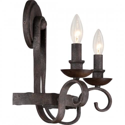 Quoizel NBE8702RK Noble Wall sconce 2-light rustic black Wall Sconce