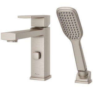 Deckard Single Handle Complete Roman Tub Trim with Handheld Shower in Brushed Nickel