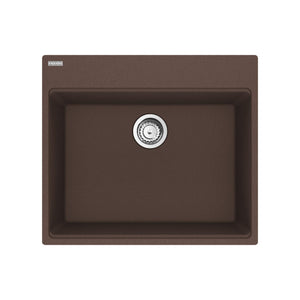 FRANKE MAG61023-MOC-S Maris Topmount 25-in x 22-in Granite Single Bowl Kitchen Sink in Mocha In Mocha