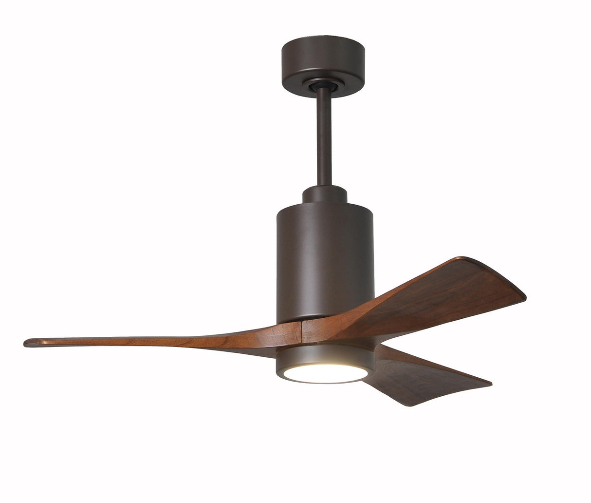 Matthews Fan PA3-TB-WA-42 Patricia-3 three-blade ceiling fan in Textured Bronze finish with 42” solid walnut tone blades and dimmable LED light kit 