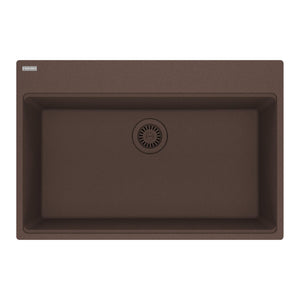 FRANKE MAG61029-MOC Maris Topmount 31-in x 20.88-in Granite Single Bowl Kitchen Sink in Mocha In Mocha