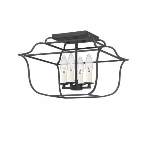 Quoizel GLY1714BA Gallery Semi flush mount 4 light royal ebony Semi-Flush Mount