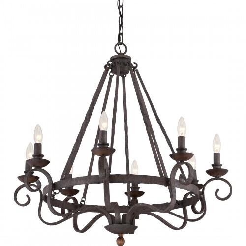 Quoizel NBE5008RK Noble Chandelier 8-lght rustic black Chandelier