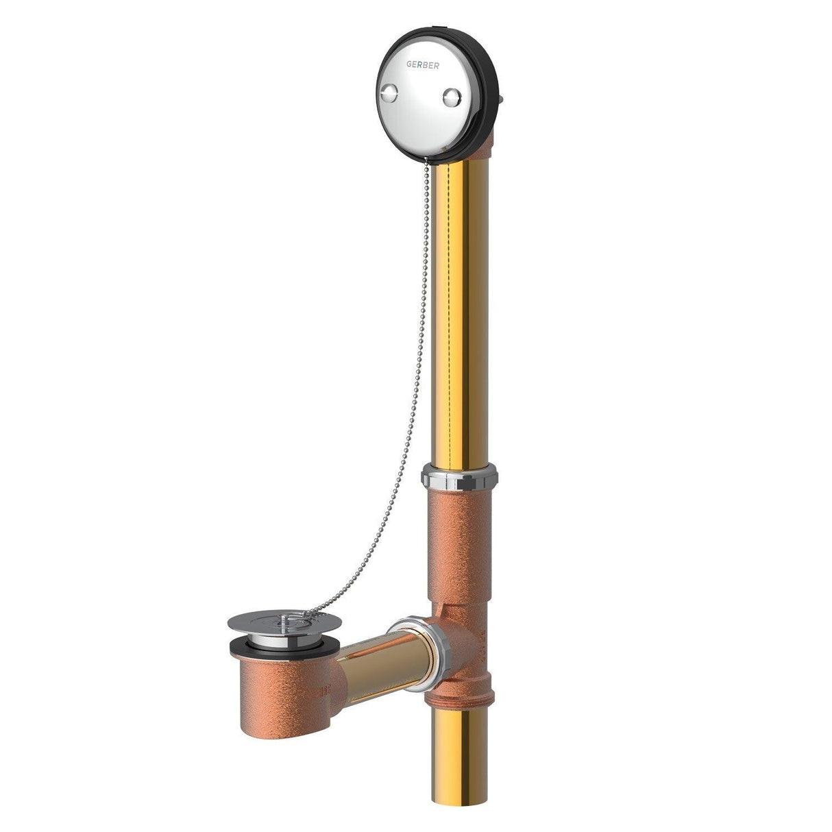 Gerber G0041898 Chrome Classics Chain & Stopper 20 Gauge Drain for Standard Tub