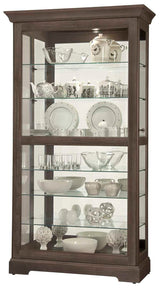 Howard Miller Tyler VI Curio Cabinet 680-638 - Aged Auburn Finish Home Decor, Six Glass Shelves, Seven Level Display Case, Locking Slide Door, No-Reach Light