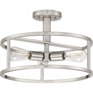 Quoizel NHR1715BN New Harbor Semi flush brshd nkl 3lts Semi-Flush Mount