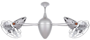 Matthews Fan AR-BN-MTL-DAMP Ar Ruthiane 360° dual headed rotational ceiling fan in brushed nickel finish with metal blades for damp location.