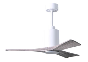 Matthews Fan PA3-WH-BW-42 Patricia-3 three-blade ceiling fan in Gloss White finish with 42” solid barn wood tone blades and dimmable LED light kit 