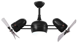 Matthews Fan DGLK-BK-WDBW Dagny 360° double-headed rotational ceiling fan with light kit in Matte Black finish with solid barn wood blades.
