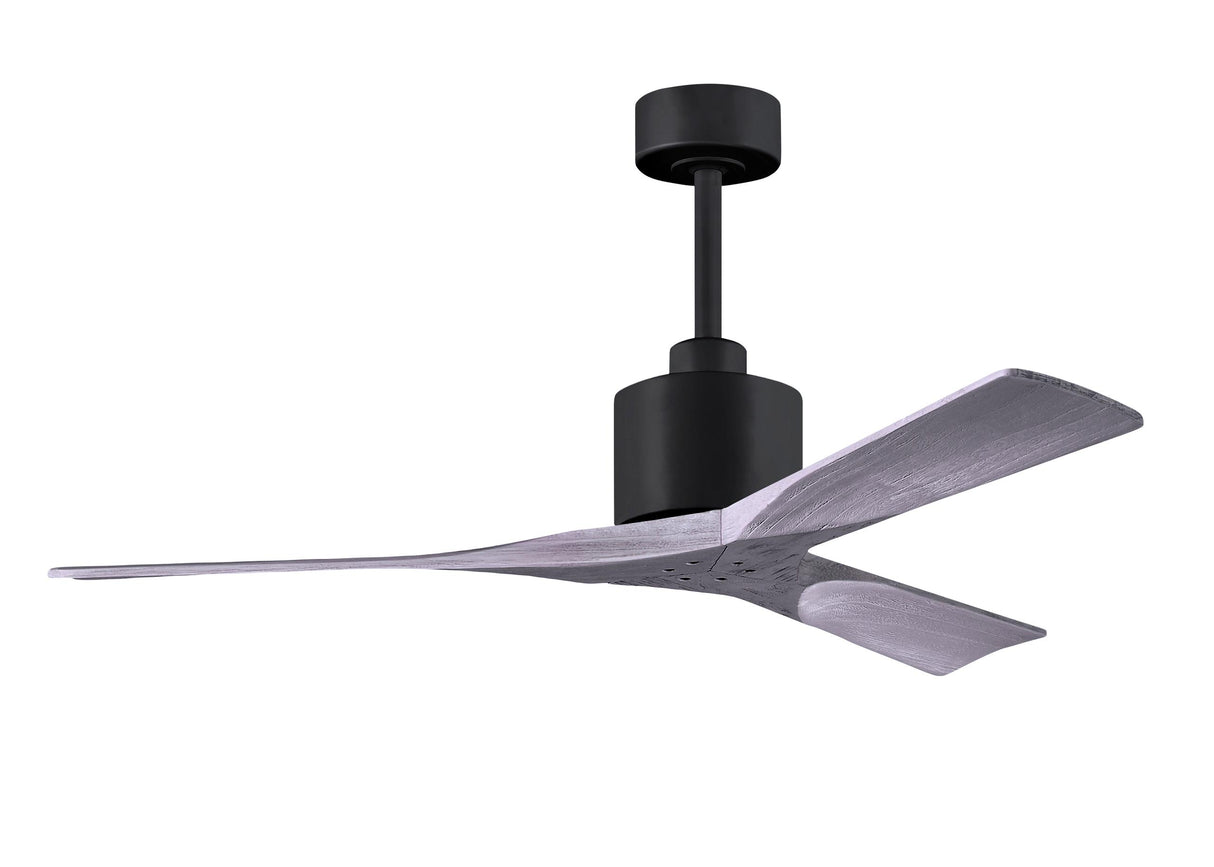 Matthews Fan NK-BK-BW-52 Nan 6-speed ceiling fan in Matte Black finish with 52” solid barn wood tone wood blades