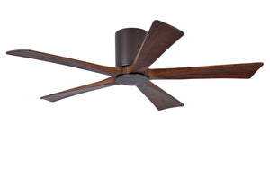 Matthews Fan IR5HLK-TB-WA-52 IR5HLK five-blade flush mount paddle fan in Textured Bronze finish with 52” solid walnut tone blades and integrated LED light kit.