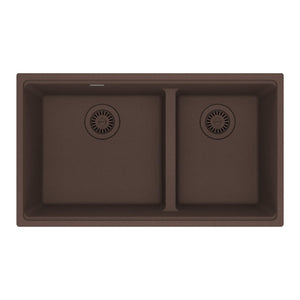 FRANKE MAG1601611LD-MOC Maris Undermount 31-in x 17.81-in Granite Double Bowl Kitchen Sink in Mocha In Mocha