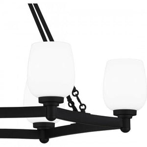 Quoizel PNG638MBK Penning Linear chandelier 6 lights matte black Island Light