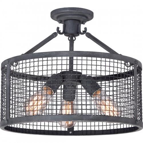Quoizel WLR1716MB Wilder 3lt semi flush 16" mottled black Semi-Flush Mount