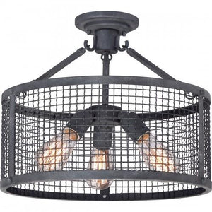 Quoizel WLR1716MB Wilder 3lt semi flush 16" mottled black Semi-Flush Mount
